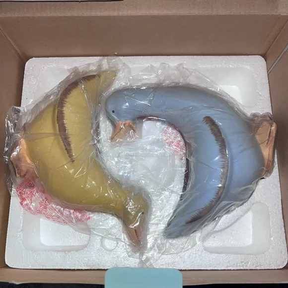 NIB! Partylite Duck Tealight Candle Holders Pastel Blue/Yellow Pair of 2 - Picture 3 of 5